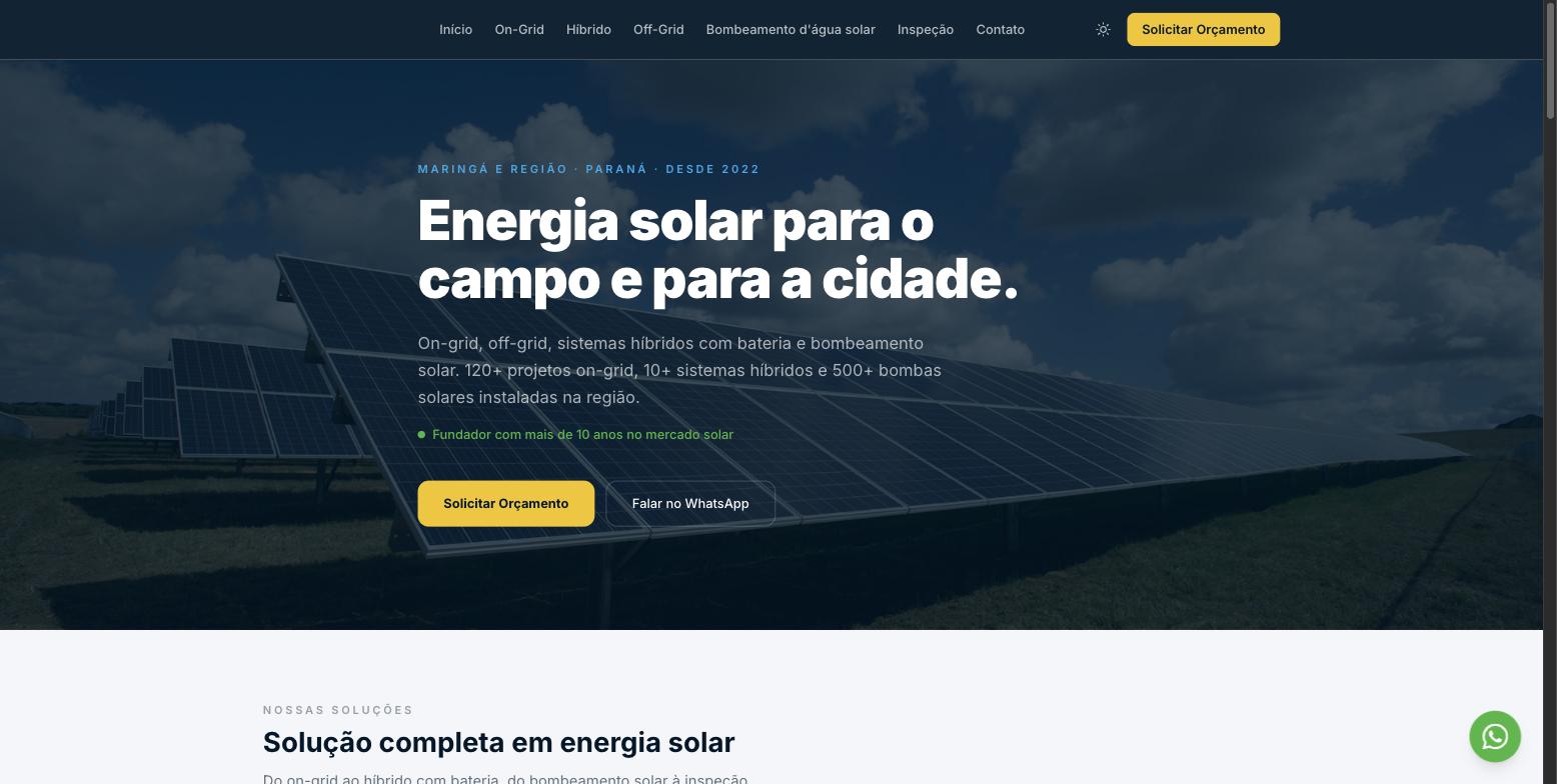 Site de Alltec Agro, Energia solar pro produtor rural
