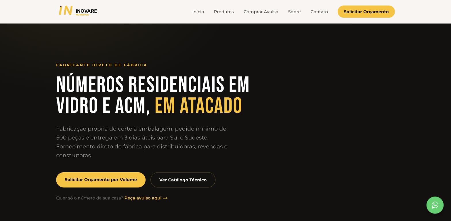 Site de Inovare Números, Números residenciais em vidro e ACM