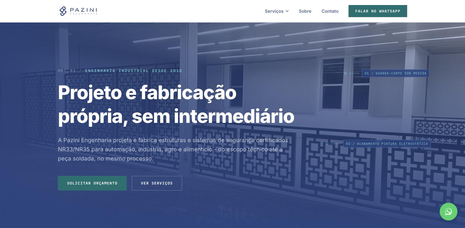 Site de Pazini Engenharia, Engenharia industrial (NR33/NR35)