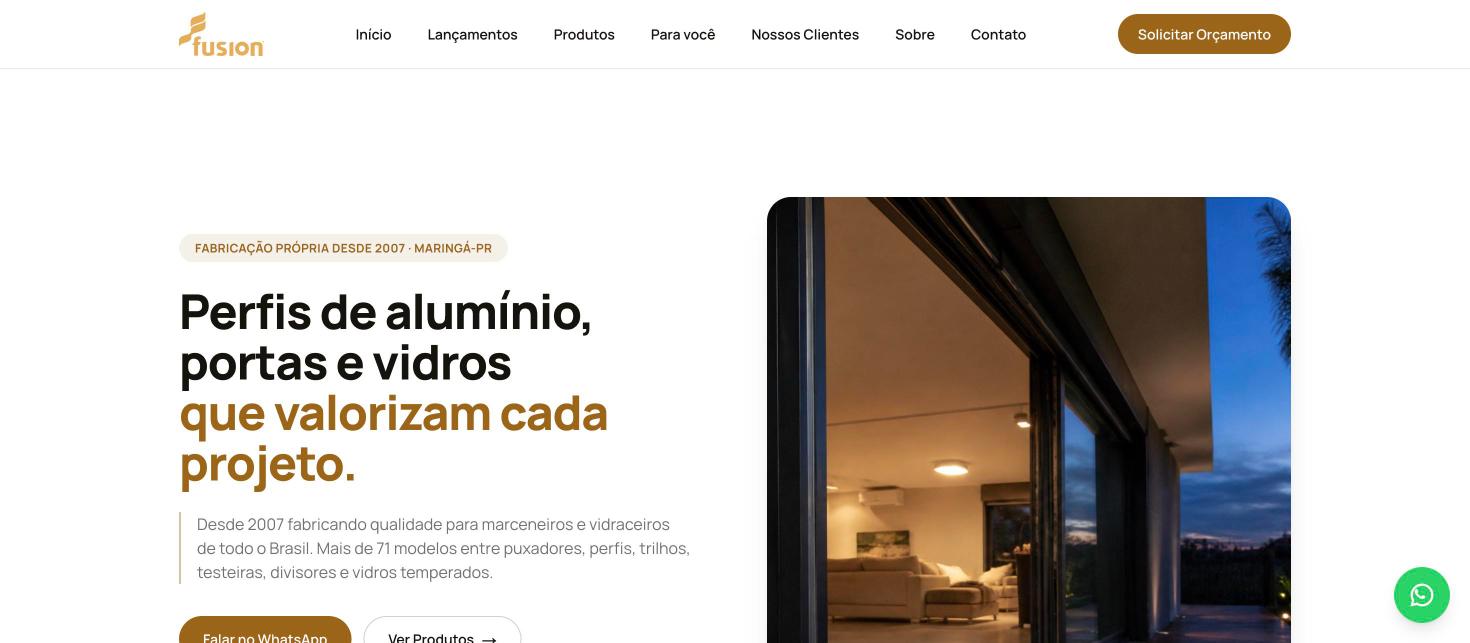 Site da Fusion Alumínios